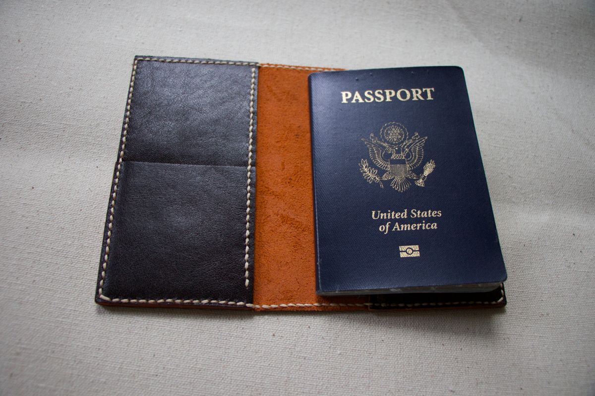 Leather Passport Cover - Dark Brown